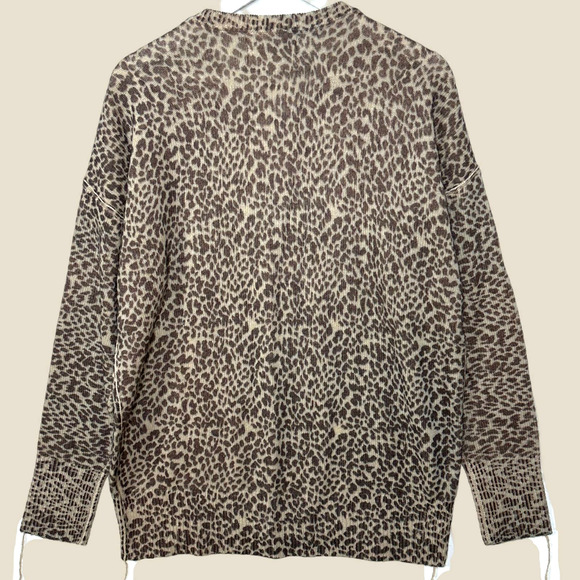 Sandrine Rose Wool Cashmere Blend Leopard Print Sweater Women XS NWT Braid - Picture 3 of 12